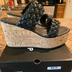 ShuShop black wedge sandals, size 10 fits like a 9, brand new